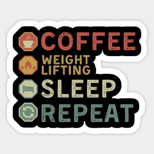 coffee weightlifting sleep repeat Sticker